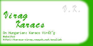 virag karacs business card